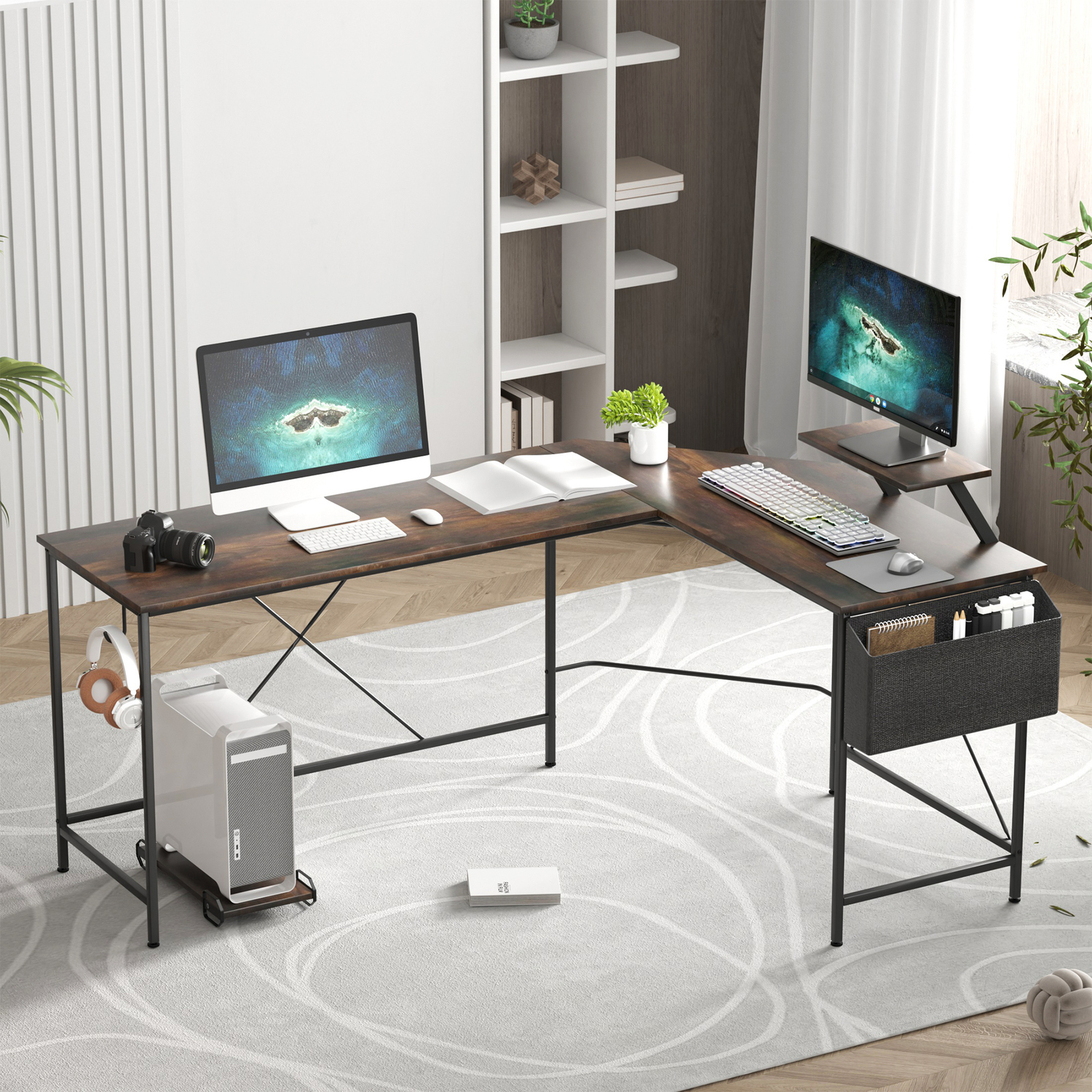 Pietro L-Shaped Desk with Storage Bag