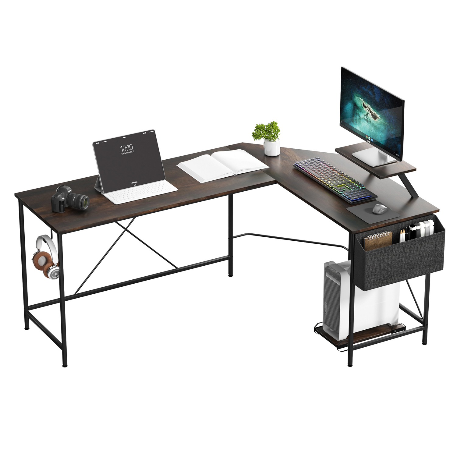 Pietro L-Shaped Desk with Storage Bag