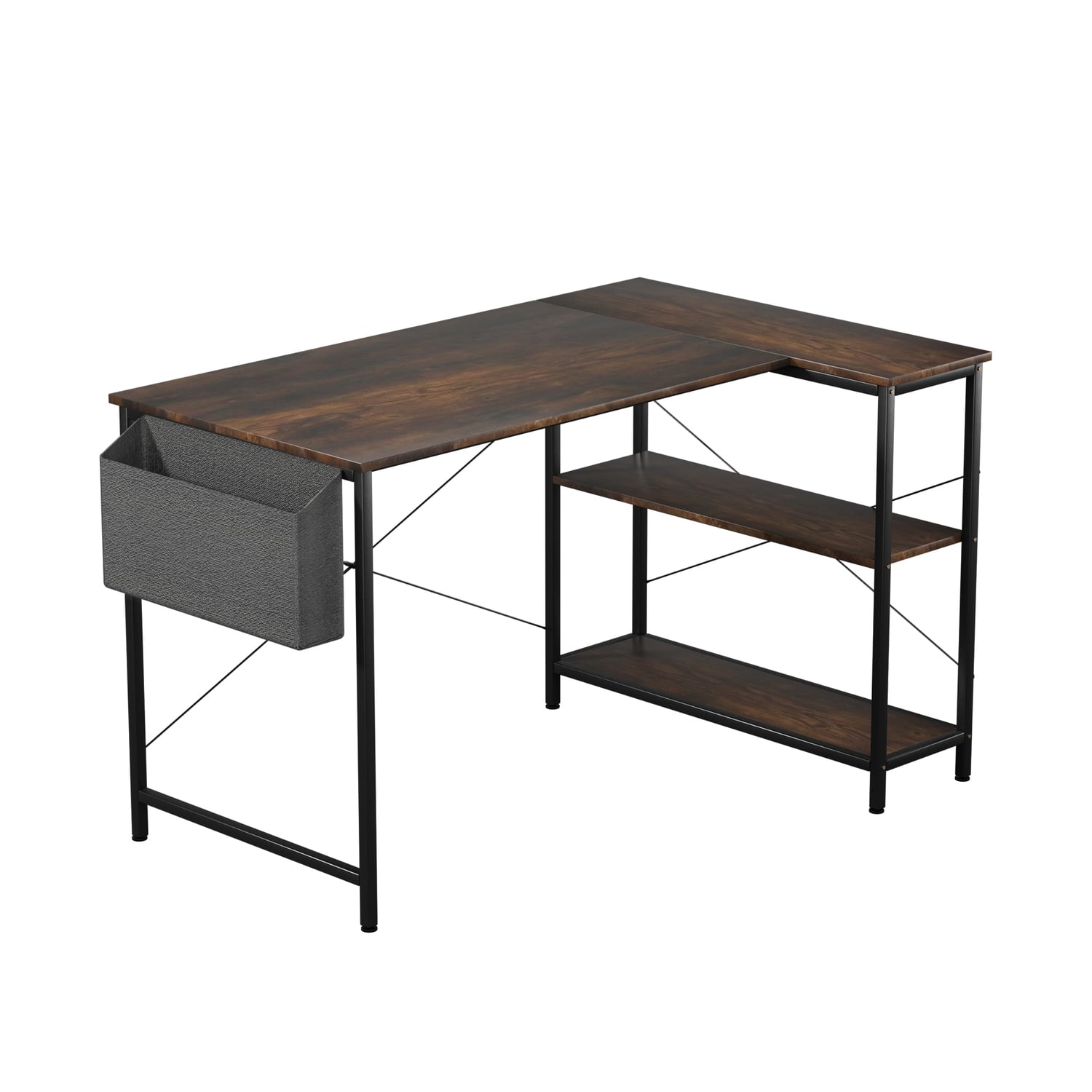 Pietro L-Shaped Desk with Shelves