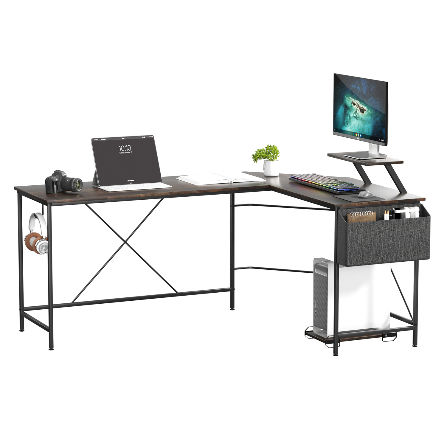 Pietro L-Shaped Desk with Storage Bag