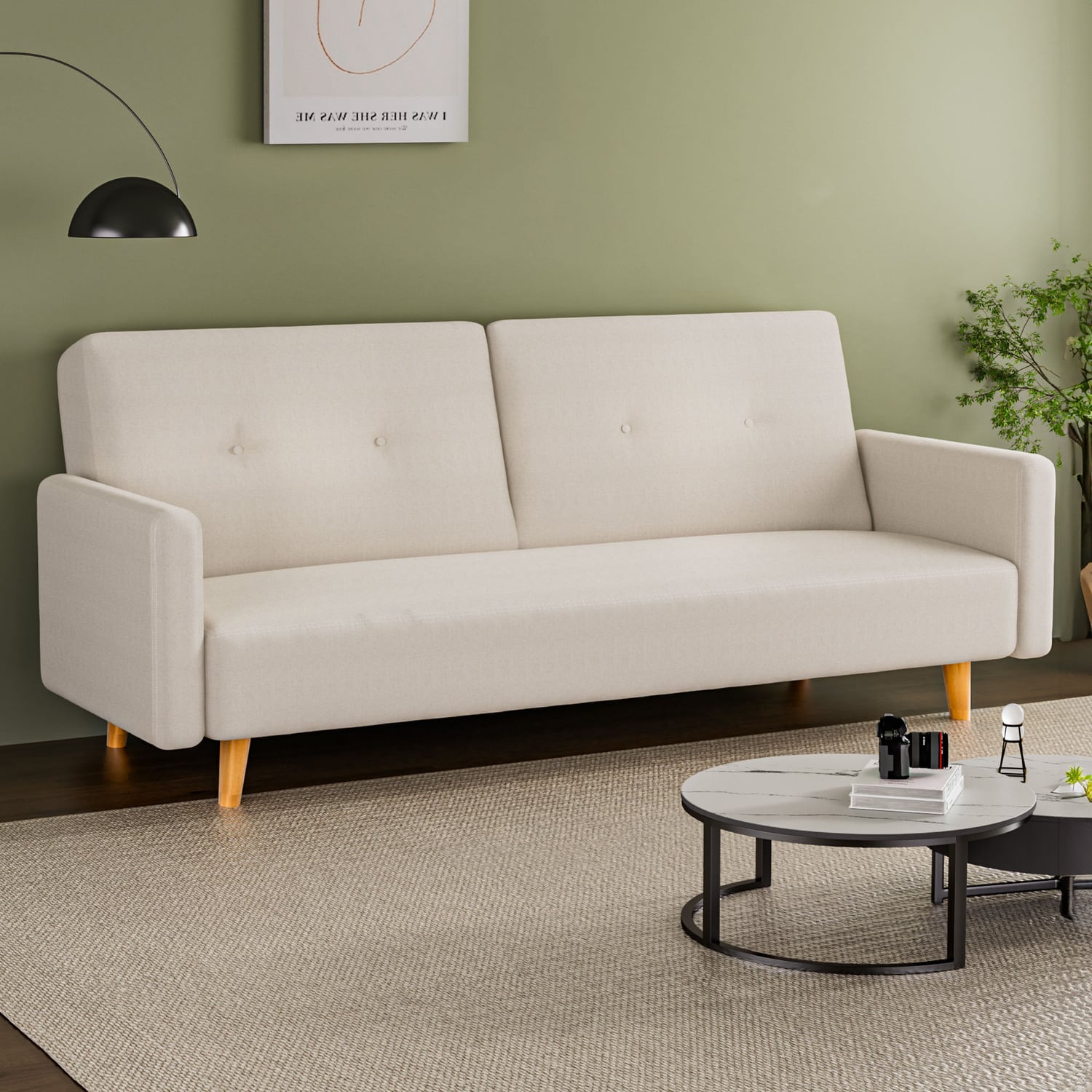 Dorthy 2 Seater Single Cotton & Linen Sofa Bed