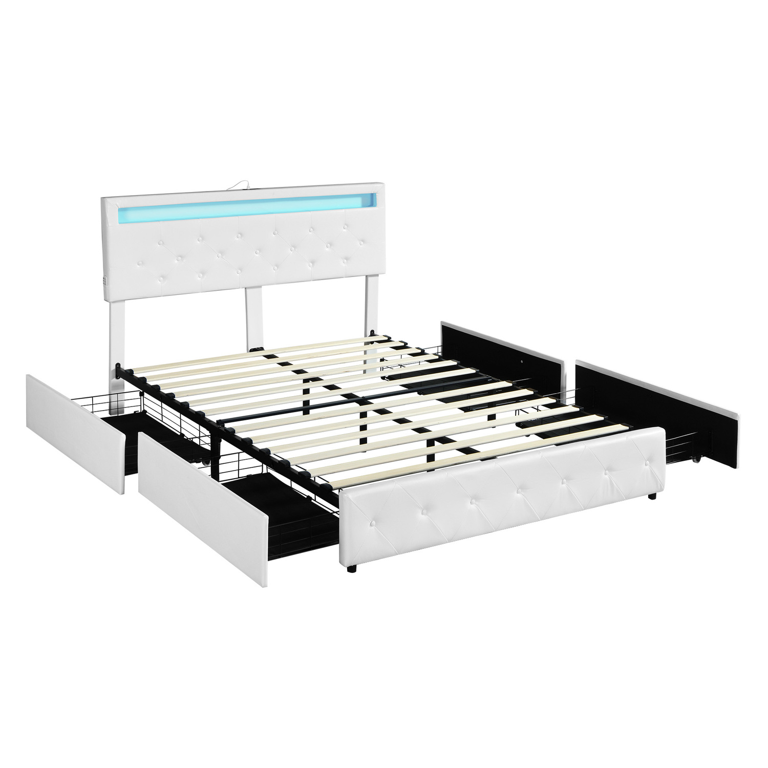 White-Antoine-Faux-Leather-Bed-with-LED-and-Drawers