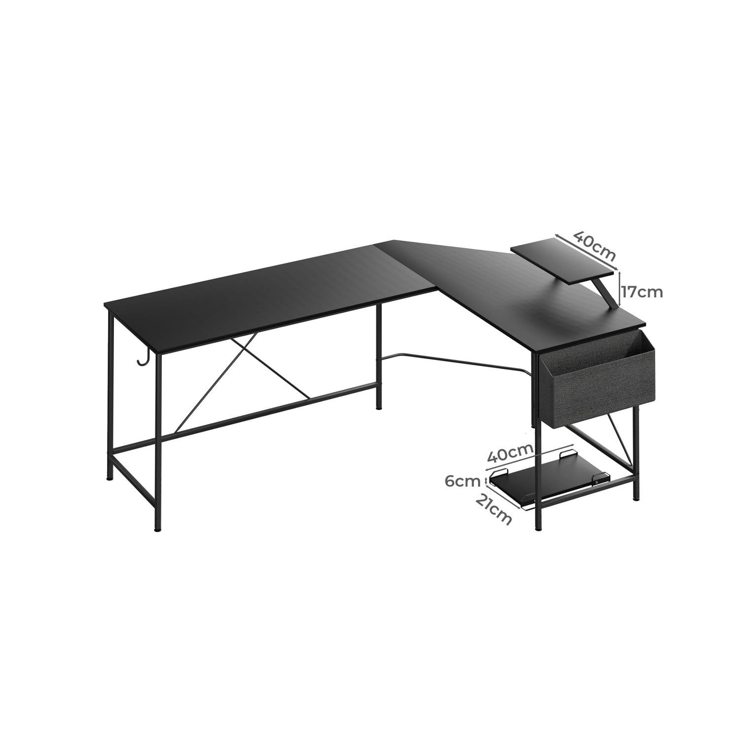 Pietro L-Shaped Desk with Storage Bag