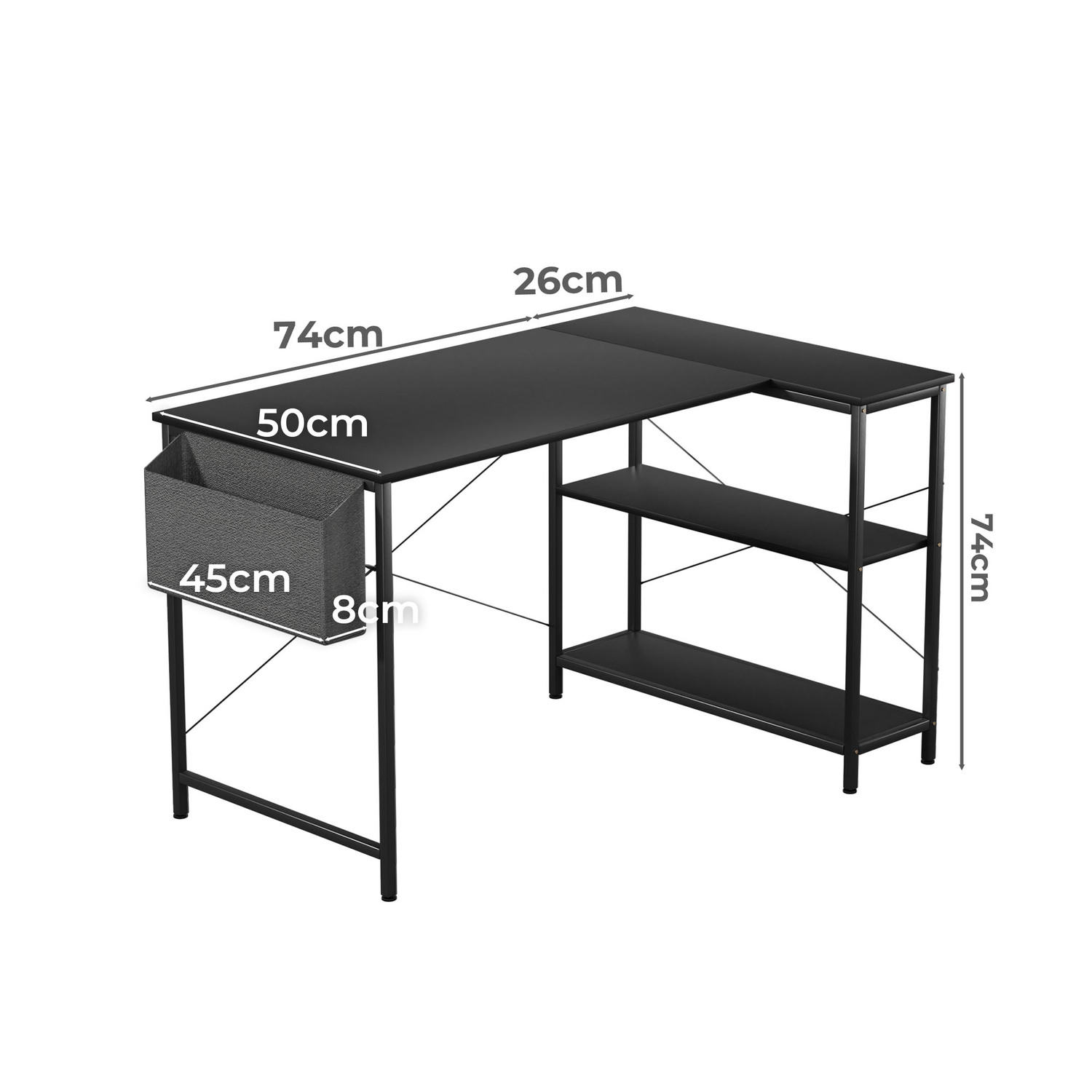 Pietro L-Shaped Desk with Shelves