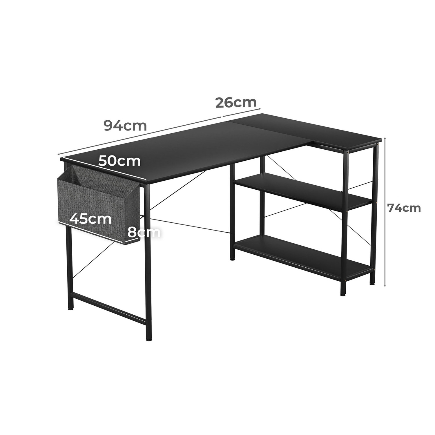 Pietro L-Shaped Desk with Shelves
