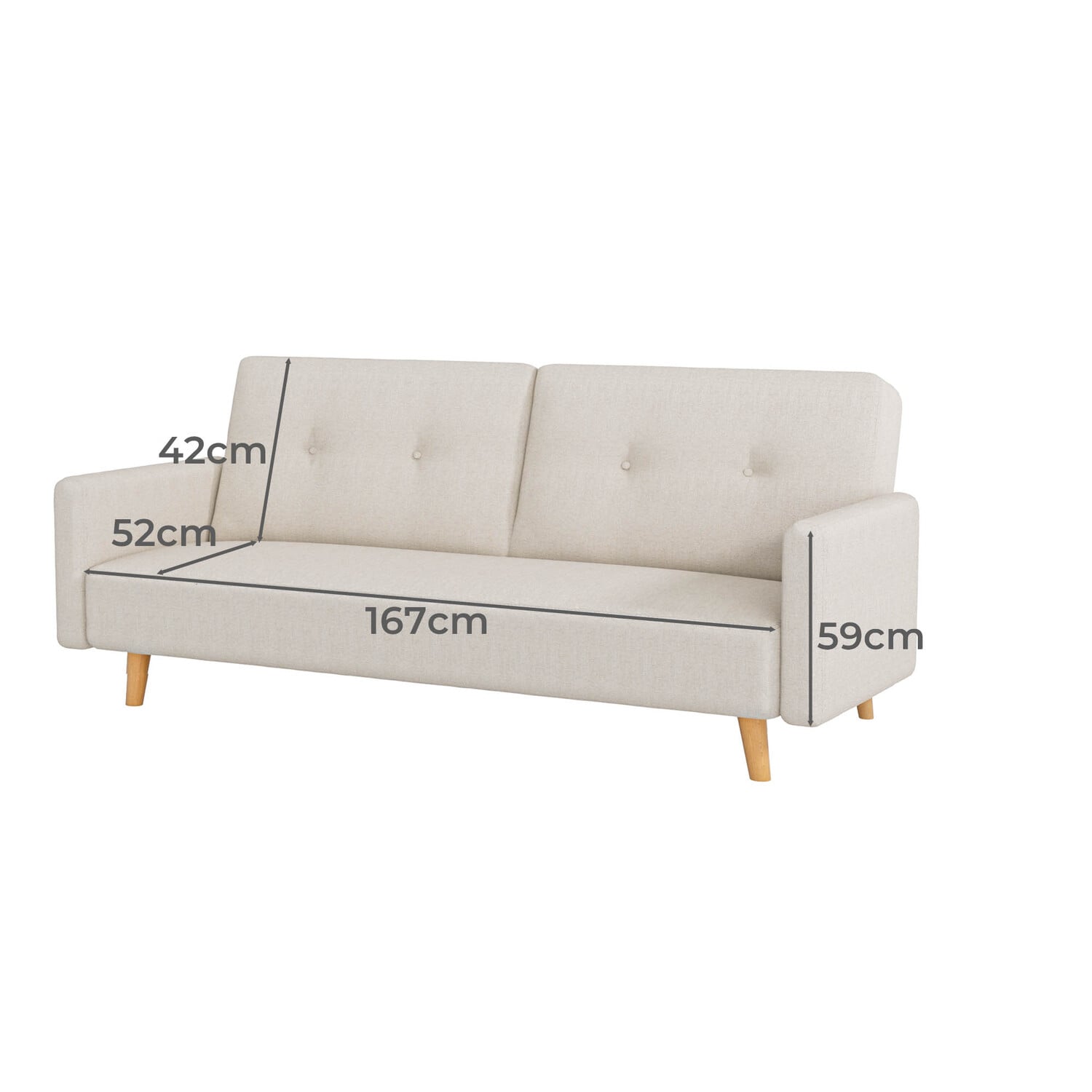 Dorthy 2 Seater Single Cotton & Linen Sofa Bed