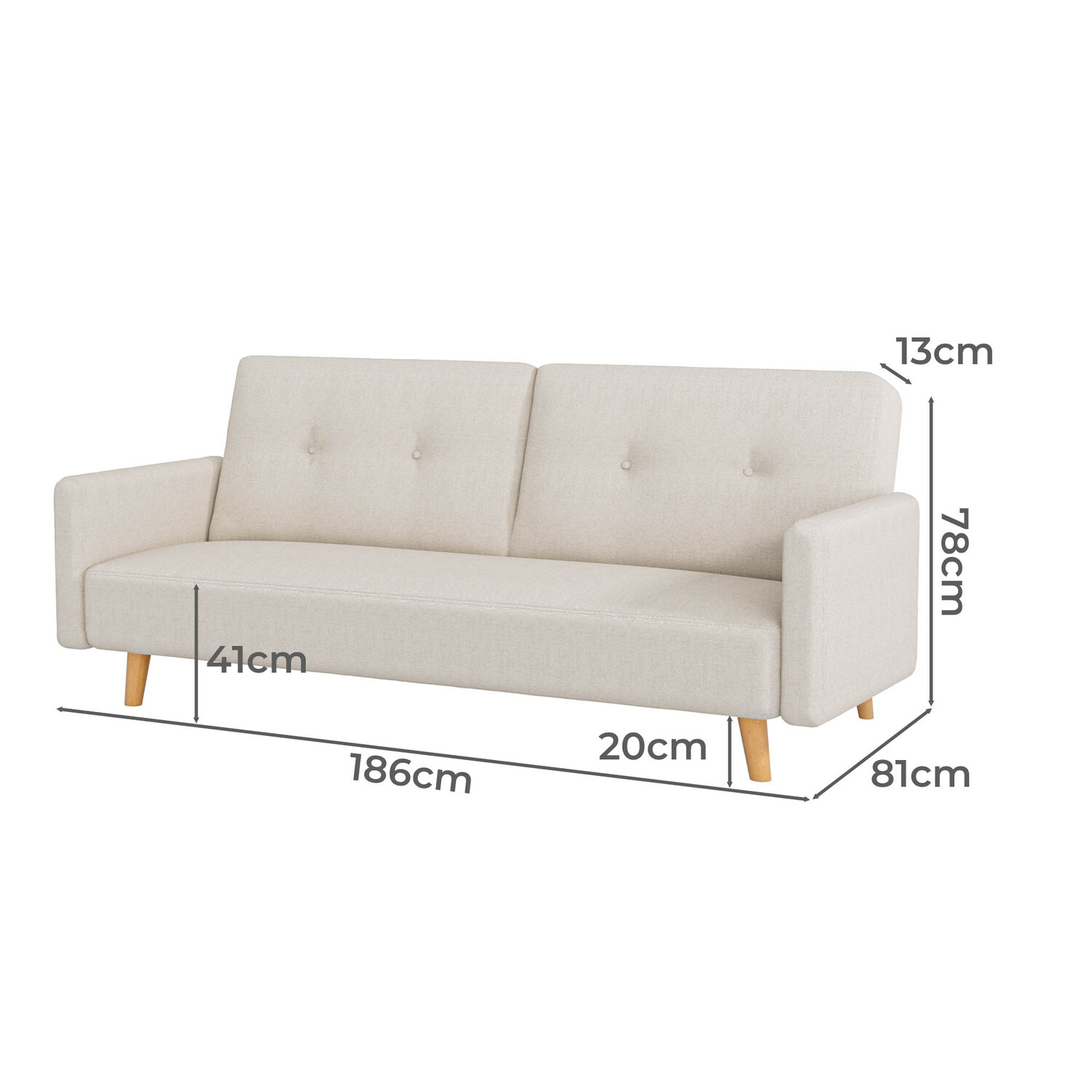 Dorthy 2 Seater Single Cotton & Linen Sofa Bed