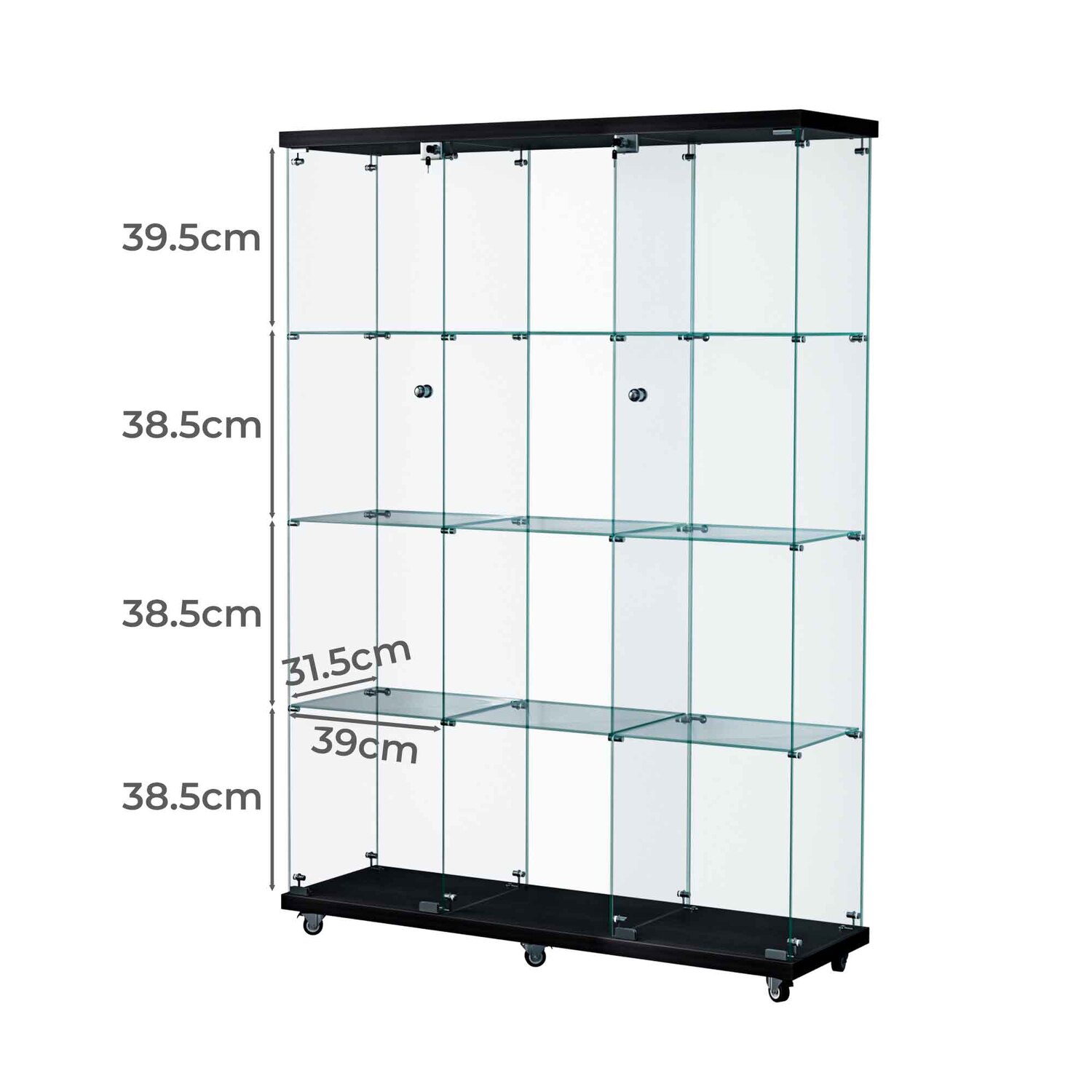 Aki 4 Tier Display Cabinet with Wheels