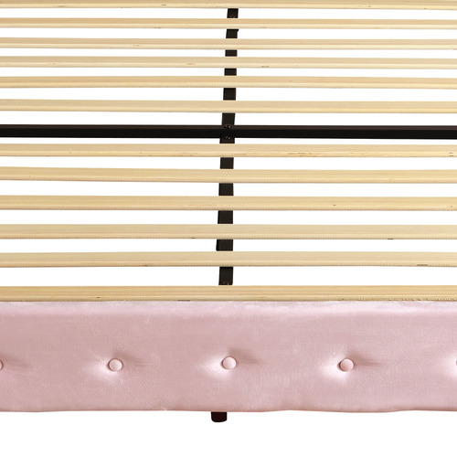 Pink Leif Velvet Gas Lift Storage Bed with LED