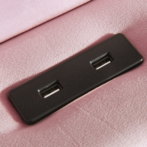 Pink Leif Velvet Gas Lift Storage Bed with LED