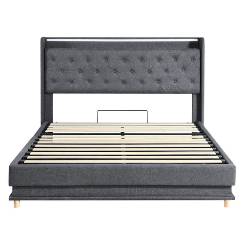 Gatlin Upholstered Gas Lift Storage Bed with LED