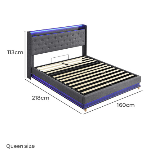Gatlin Upholstered Gas Lift Storage Bed with LED