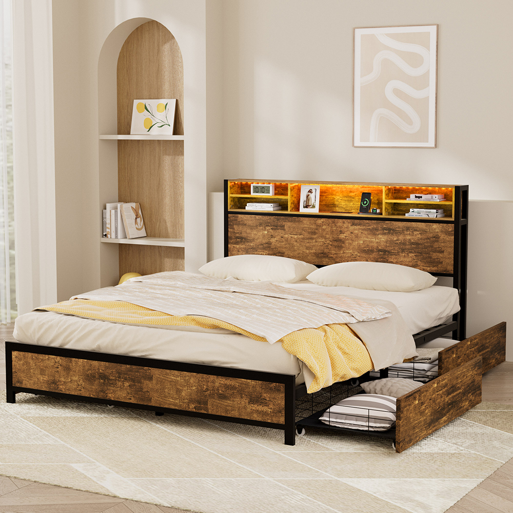 Newburgh Platform Bed with LED & Charging Station