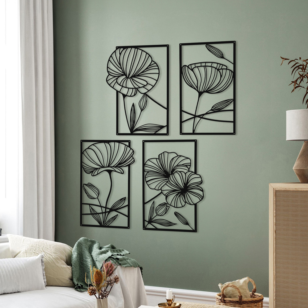 4 Piece Wynric Lotus Flower Wall Accent Set