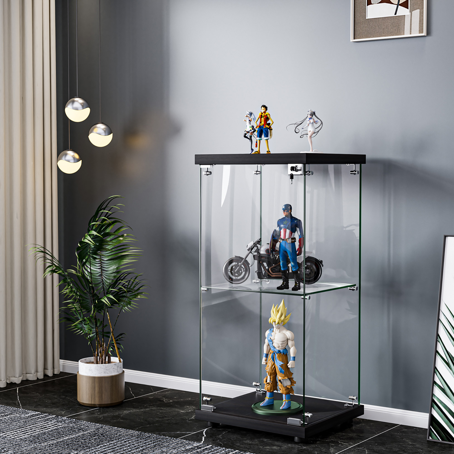 Oakleigh Home Zorn 2 Shelf Glass Display Cabinet | Temple & Webster