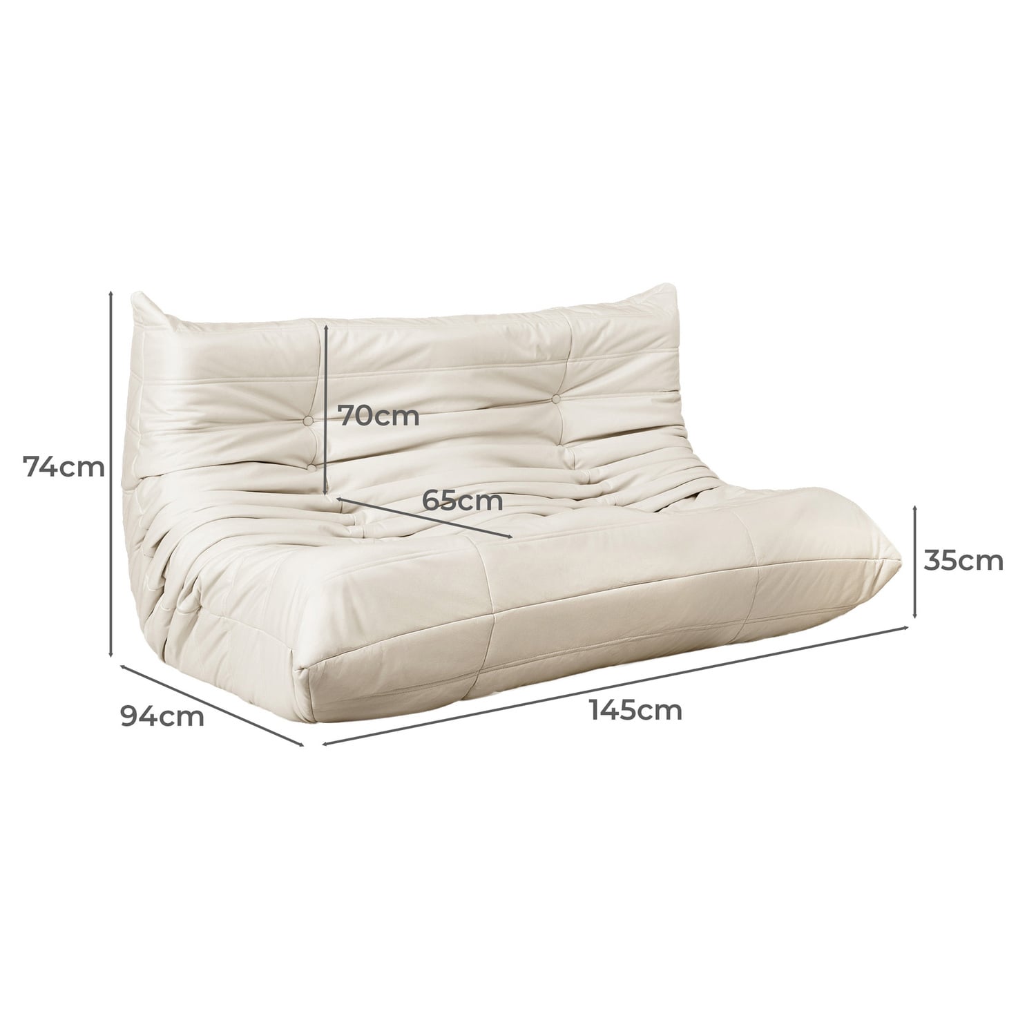 Vega 2 Seater Togo Lazy Caterpillar Replica Lounge Sofa