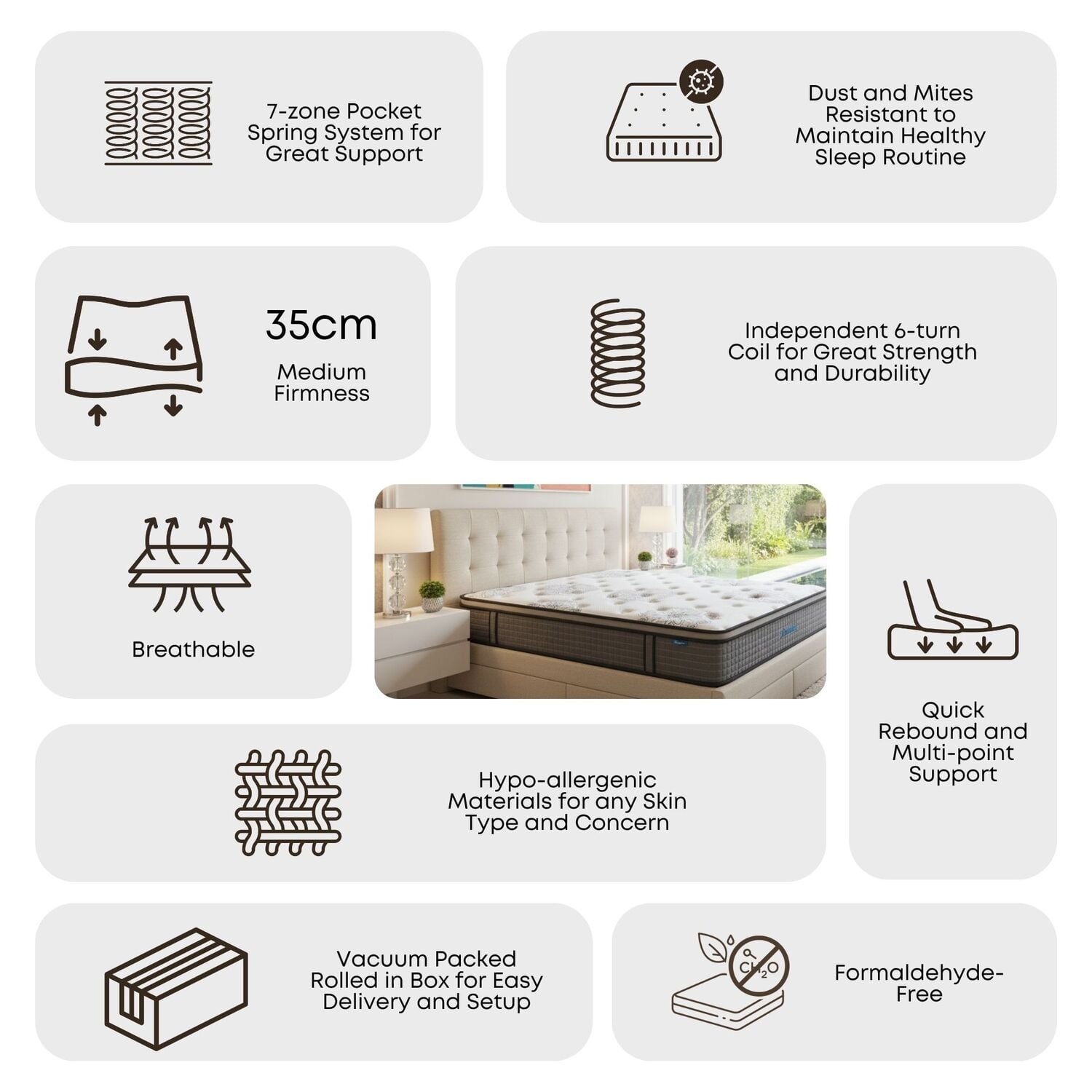 35cm Medium Callista Euro Top Pocket Spring Mattress