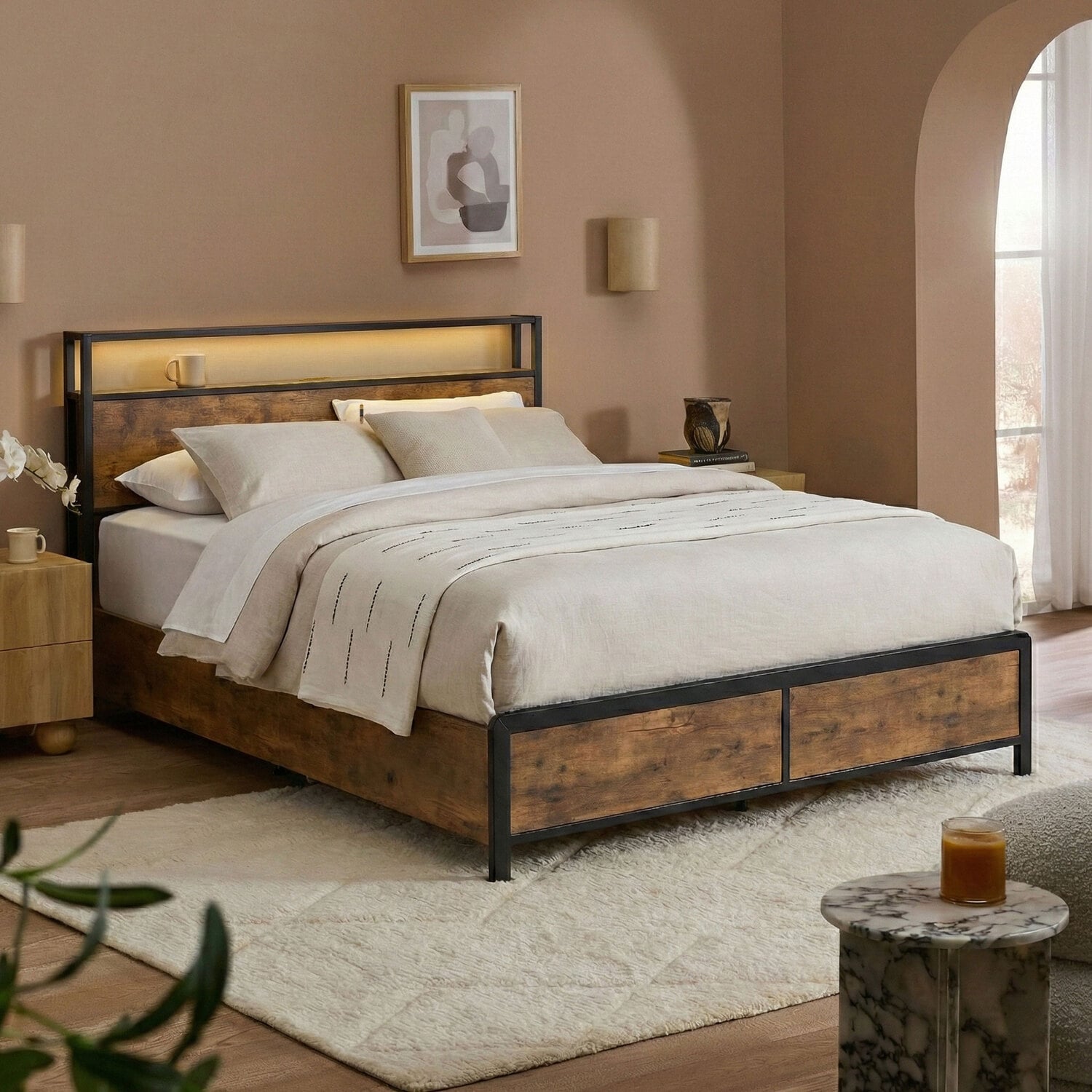 Louise Bed with LED & Charging Station