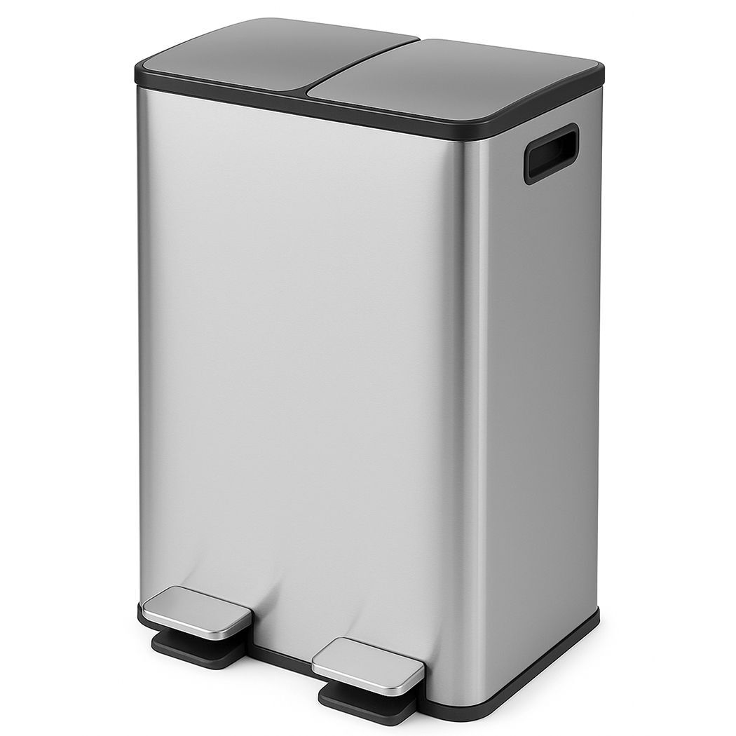 Zora 60L Stainless Steel Dual Bucket Rubbish Bin