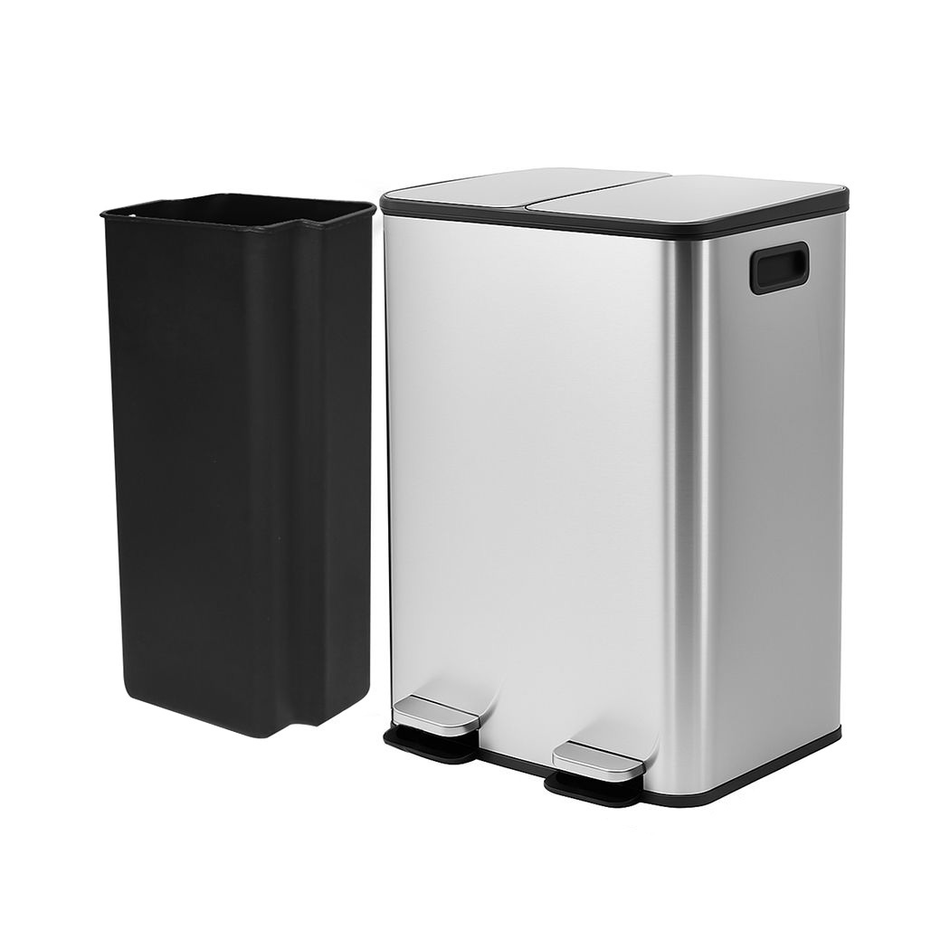 Zora 60L Stainless Steel Dual Bucket Rubbish Bin
