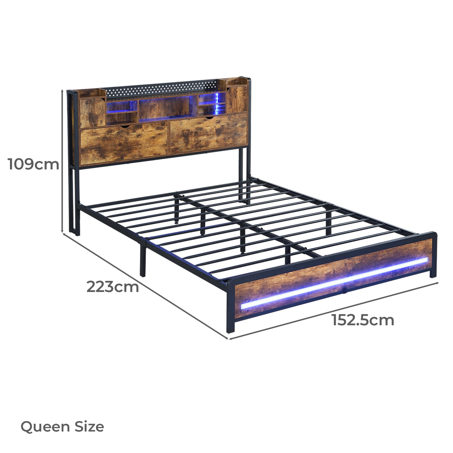Maxen Platform Bed with LED & Charging Station