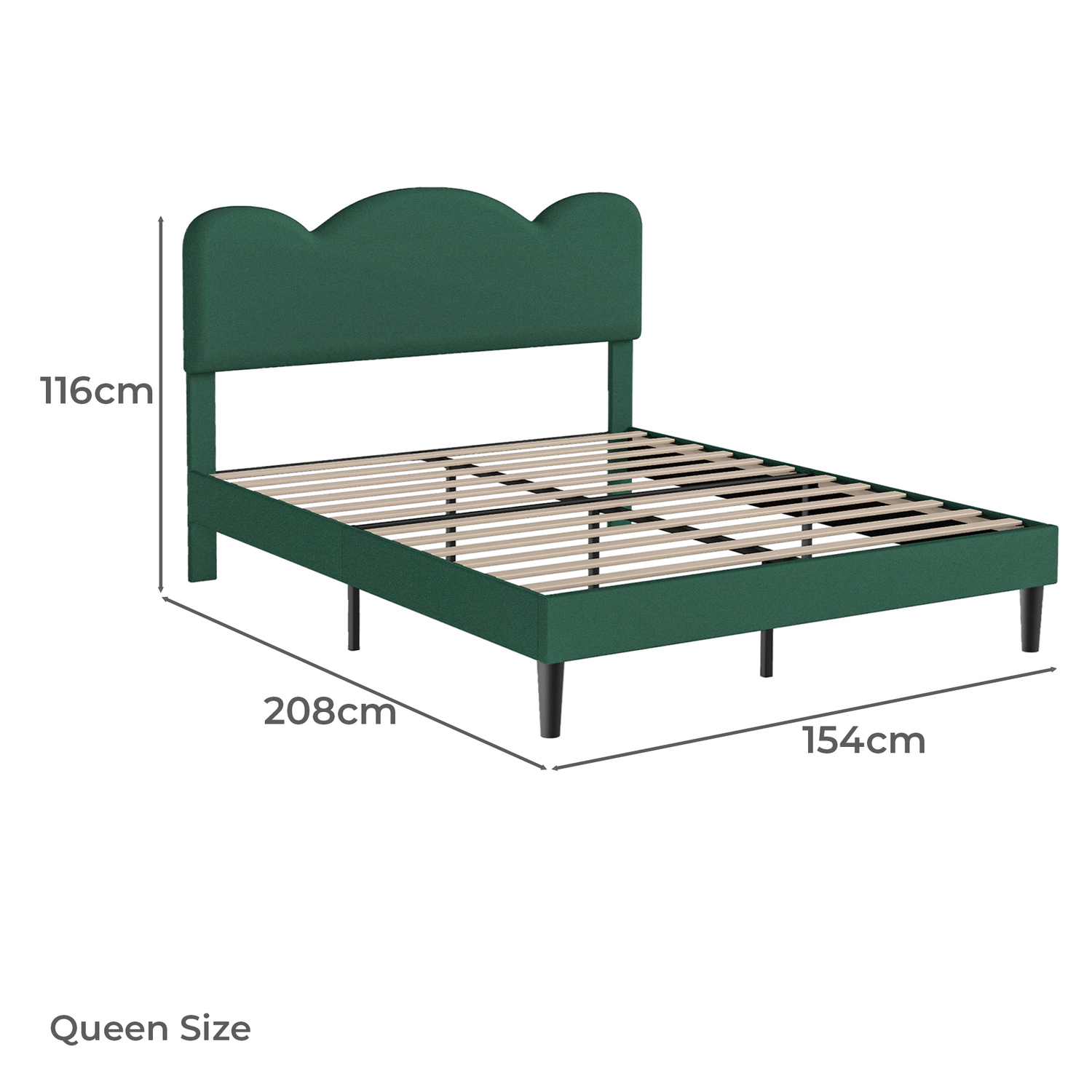 Green Kyler Upholstered Queen Bed Frame