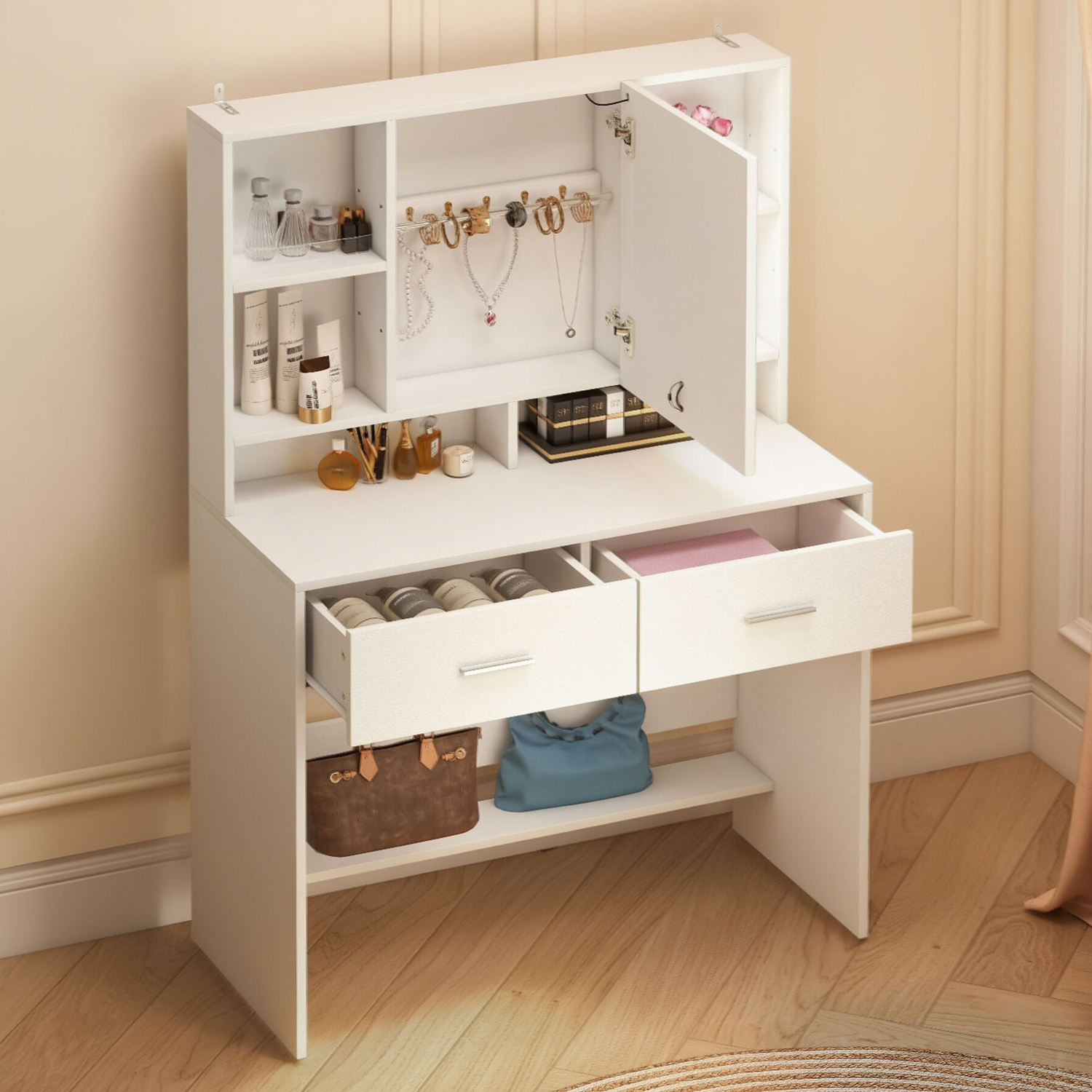 2 Piece Diara LED Dressing Table & Stool Set