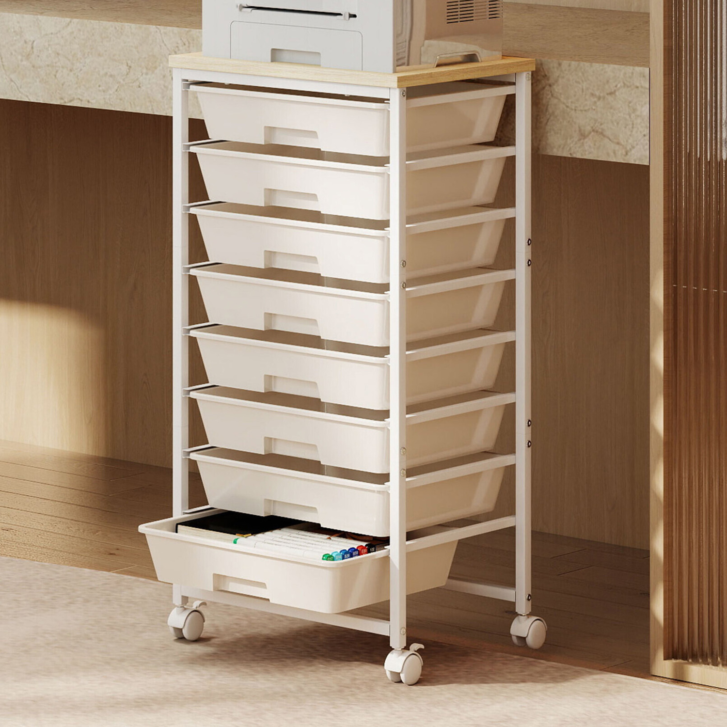 Zane  8 Drawer Storage Trolley