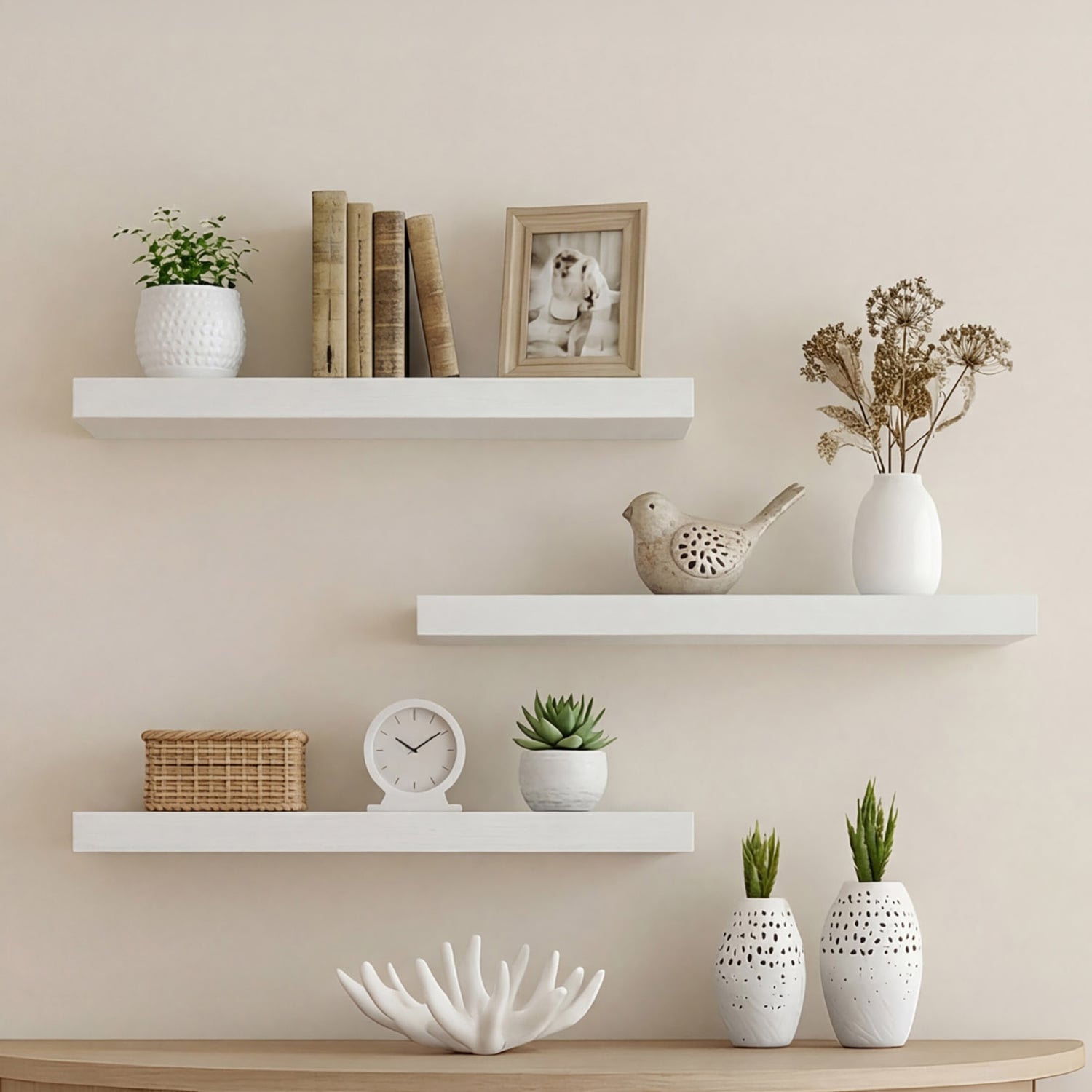 White Keira Floating Shelves