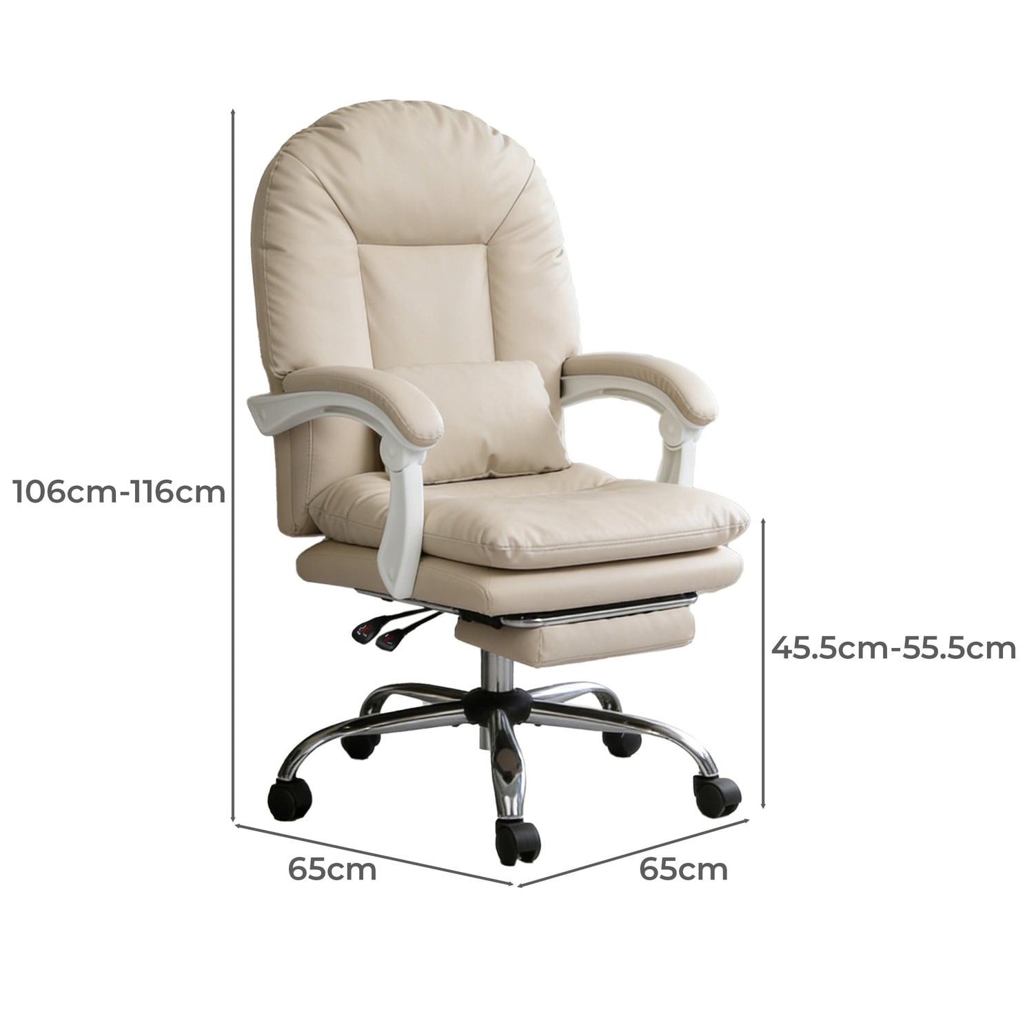 Cassian Faux Leather Office Chair with Footrest