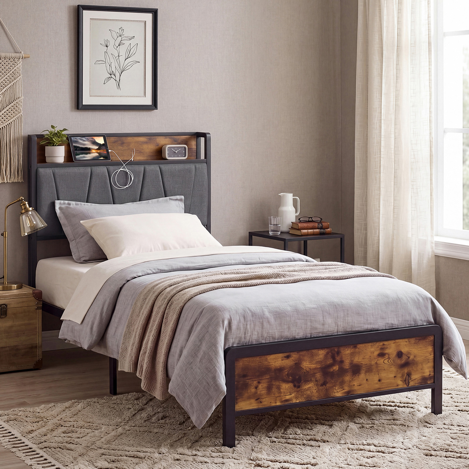 Clarisse Bed with Charging Station