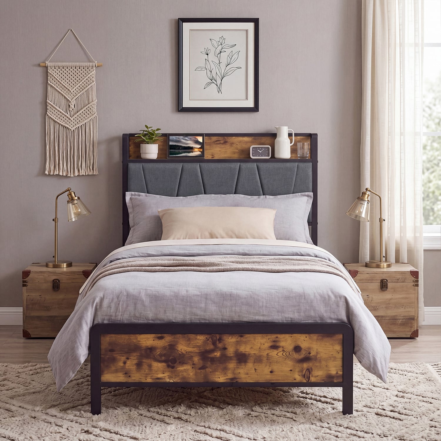 Clarisse Bed with Charging Station