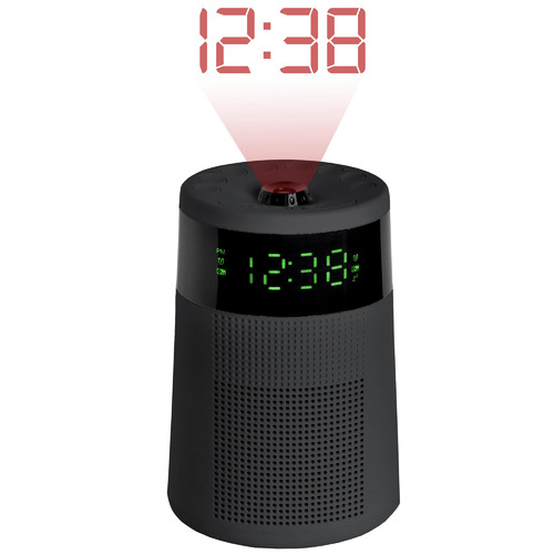 Black Cylinder Alarm Clock with Projector