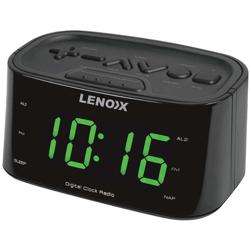 8.7cm Black Lenoxx Clock & FM Radio with USB Port