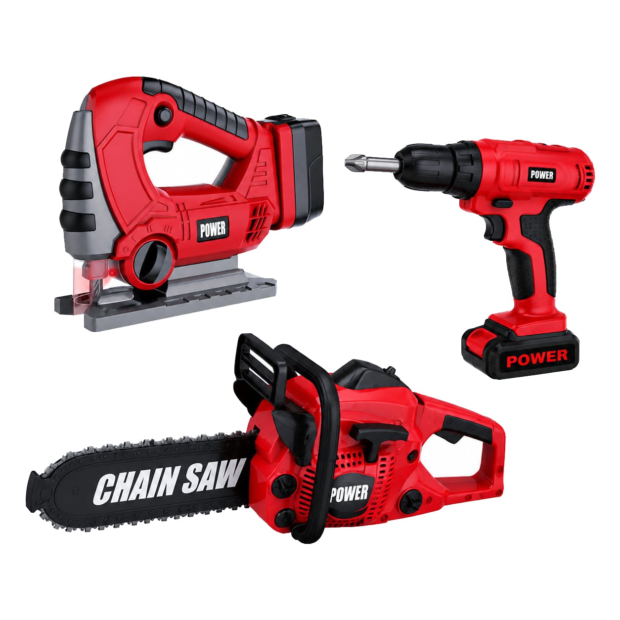 Lenoxx Kids 3 Piece Pretend Power Tool Playset with Sound & Light