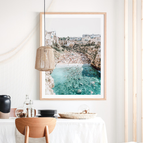 Italian Beach Framed Paper Print Wall Art