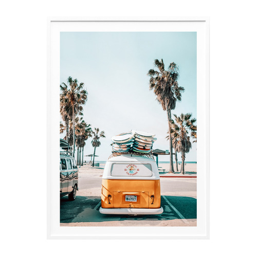 Surf Van Framed Paper Print Wall Art