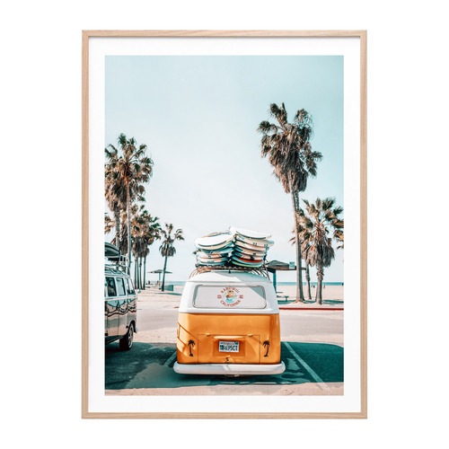 Surf Van Framed Paper Print Wall Art