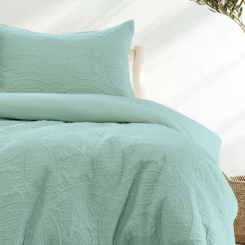 Aqua Green Microfibre Quilt Cover Set Temple & ster