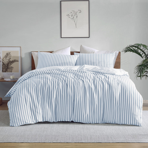 Blue Stripe Frankie Quilt Cover Set