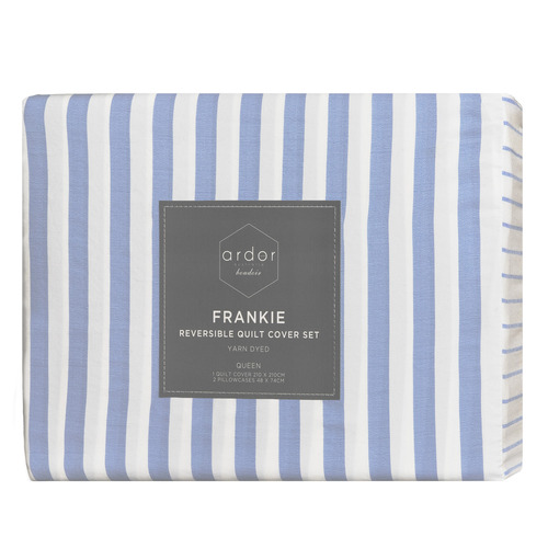 Blue Stripe Frankie Quilt Cover Set