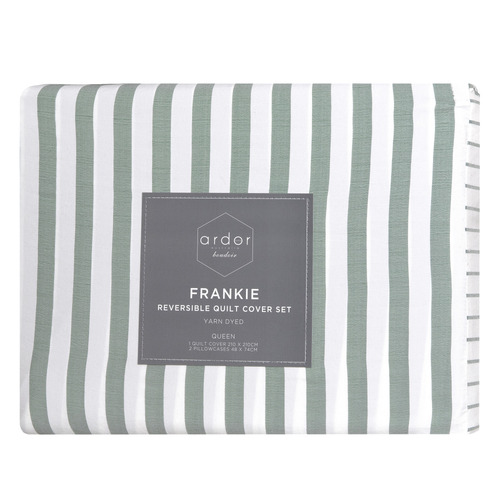 Sage Stripe Frankie Quilt Cover Set