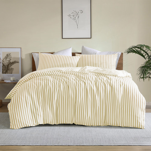 Yellow Stripe Frankie Quilt Cover Set