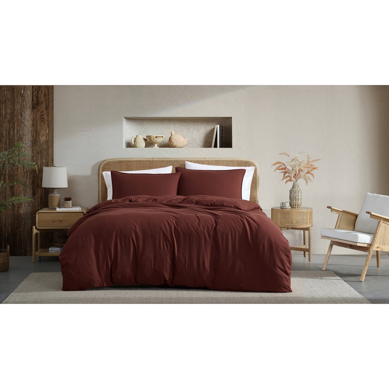Mahogany Ricki Vintage Washed Polyester Quilt Cover Set