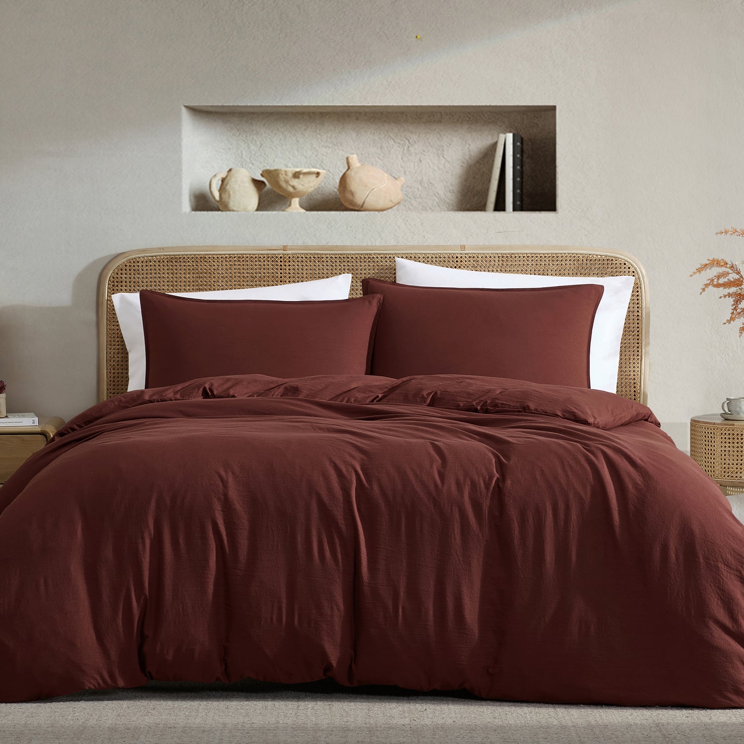 Mahogany Ricki Vintage Washed Polyester Quilt Cover Set