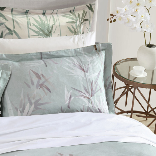 Sage Bamboo Print Cotton Quilt Cover Set Temple & ster