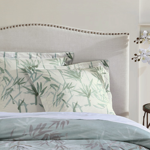 Sage Bamboo Print Cotton Velvet European Pillowcase Temple & ster
