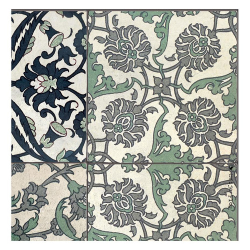 Eclectic Green Armenian Vinyl Rug