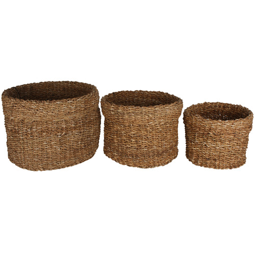 3 Piece Round Bremer Seagrass Basket Set | Temple & Webster