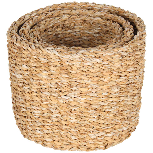 3 Piece Sunshine Cylinder Seagrass Basket Set